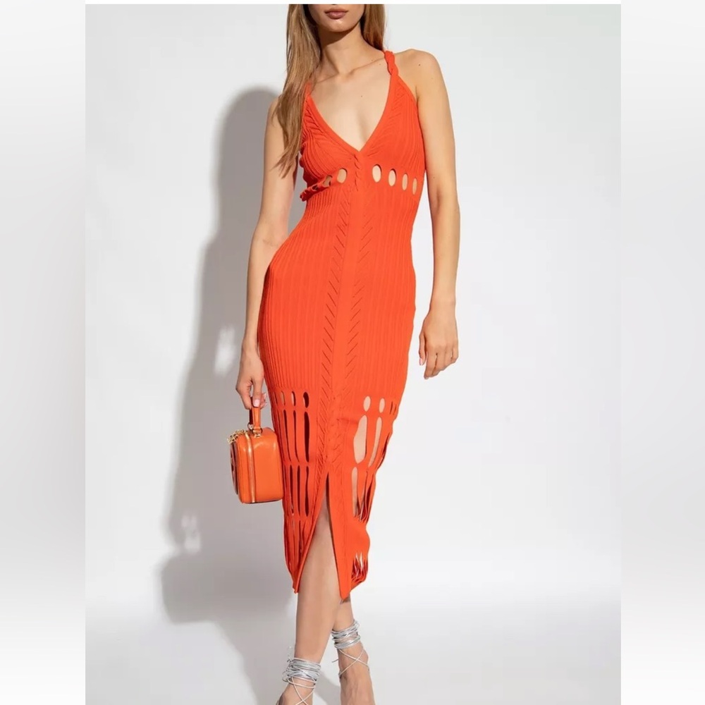 Cult Gaia Marina Knit Orange Dress size L BRAND NEW WITH TAGS
